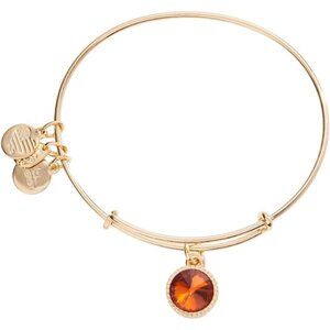 Alex and Ani November Birthstone Charm Bangle Shiny Gold Brass for Women, 2-3.5